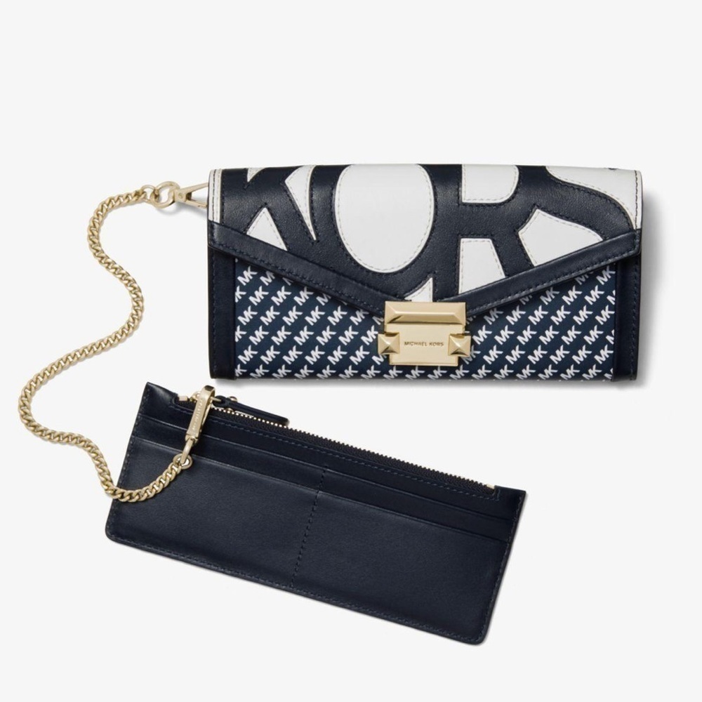 Michael Kors Whitney MK large graphic logo chain wallet